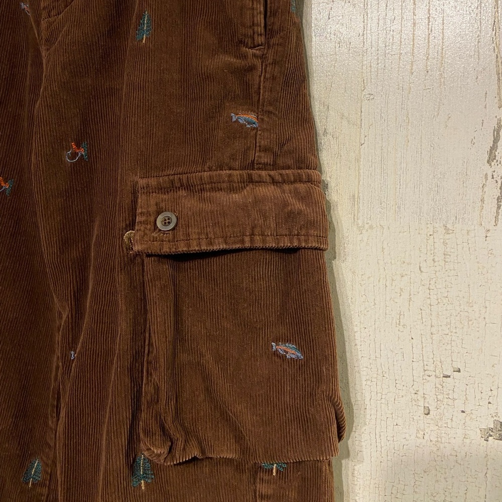 Heartstrings Brown Corduroy Embroidered Outdoor Bear Fish Pants 8 - Picture 5 of 11